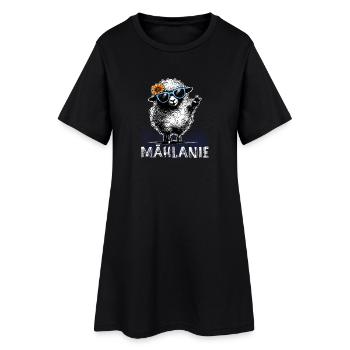 Mählanie – Freches Schaf Wortspiel Peace - Frauen T-Shirt-Kleid - Schwarz - Vorne