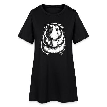 Silhouette de cochon d’Inde buvant du café - Robe T-shirt Femme - noir - Devant