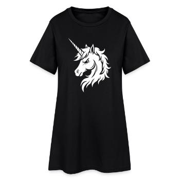 Tête de licorne avec une expression sérieuse - Robe T-shirt Femme - noir - Devant