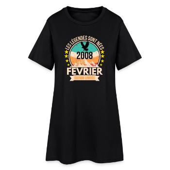 Legends Are Born in February 2008, Birthday 18 - Robe T-shirt Femme - noir - Devant