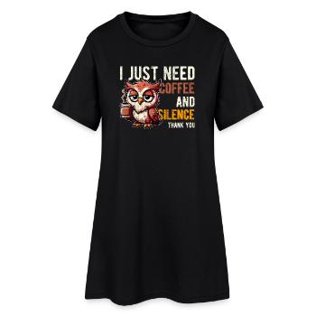 J’ai juste besoin de café et de silence Chouette drôle - Robe T-shirt Femme - noir - Devant