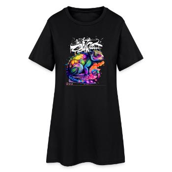 Graffiti caméléon coloré - Robe T-shirt Femme - noir - Devant