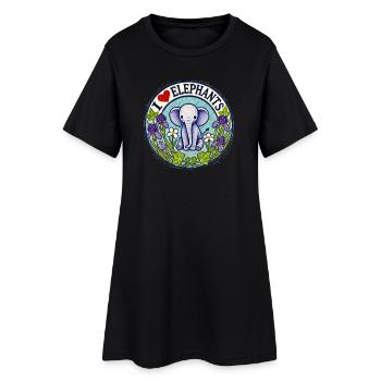 Cercle floral J’adore les éléphants - Robe T-shirt Femme - noir - Devant