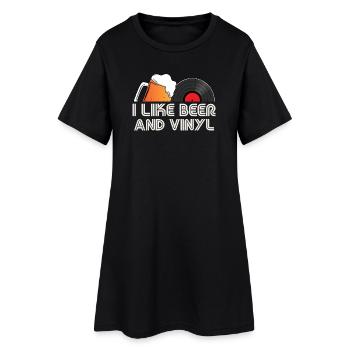 J’aime le design rétro de bière et de vinyle - Robe T-shirt Femme - noir - Devant