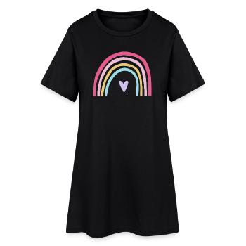 Rose pastel arc-en-ciel violet - Robe T-shirt Femme - noir - Devant