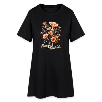 Rassemblement & Floraison | Forêt de champignons nature - Robe T-shirt Femme - noir - Devant