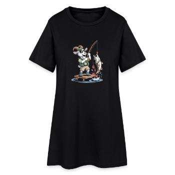 Chèvre de pêche amusante avec une grosse prise de poisson - Robe T-shirt Femme - noir - Devant