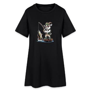 Chèvre de pêche drôle avec une grosse prise - Robe T-shirt Femme - noir - Devant