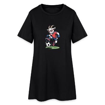 Chèvre de football élégante avec des lunettes de soleil - Robe T-shirt Femme - noir - Devant