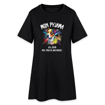 Pyjama Chien Jack Russell Humour - Robe T-shirt Femme - noir - Devant