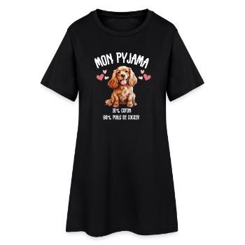 Pyjama Chien Cocker Drôle - Robe T-shirt Femme - noir - Devant