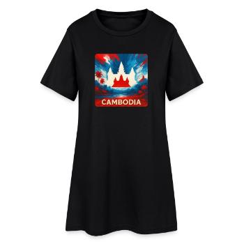 Conception du temple au Cambodge - Robe T-shirt Femme - noir - Devant
