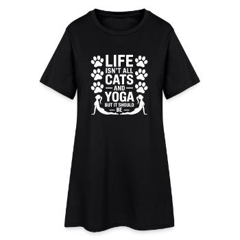 Yoga Dictons, chats, cadeau drôle de yoga - Robe T-shirt Femme - noir - Devant