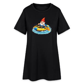 Gartenzwerg im Schlauchboot auf Sommerabenteuer - Frauen T-Shirt-Kleid - Schwarz - Vorne