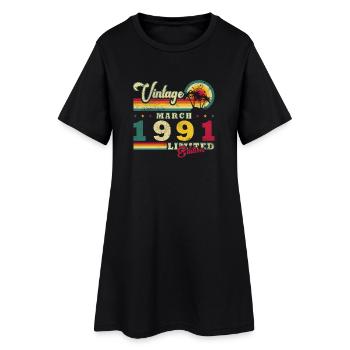 Cadeau pour le 35e anniversaire Mars 1991 Vintage Rétro - Robe T-shirt Femme - noir - Devant