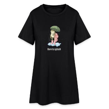 Cool frog in the rain- Born to splash - Women’s T-Shirt Dress - black - Front