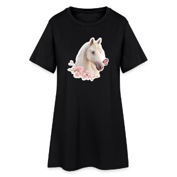 Cheval avec papillon - Robe T-shirt Femme - noir - Devant