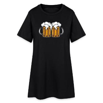 Bière, verres à bière, cadeau de la fête des pères Papa - Robe T-shirt Femme - noir - Devant