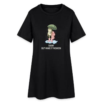 Cute Frog with Umbrella, Ma – Funny Frog - Women’s T-Shirt Dress - black - Front