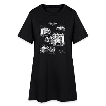 Illustrations vintage de plans de moteur - Robe T-shirt Femme - noir - Devant