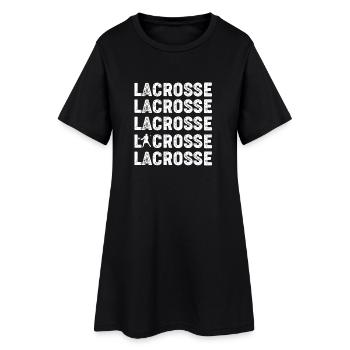 Lacrosse Repeated Text Bold Design - Frauen T-Shirt-Kleid - Schwarz - Vorne