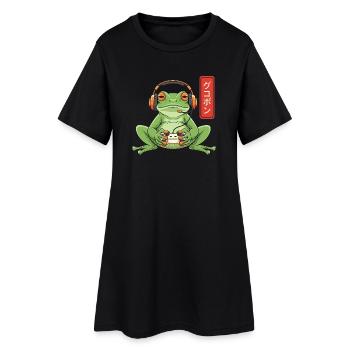 Joueur japonais grenouille Art Hommes Femmes Garçons Drôles - Robe T-shirt Femme - noir - Devant