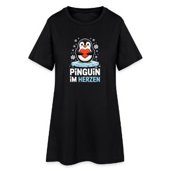 Penguin in the heart Sweet winter penguin with heart - Women’s T-Shirt Dress - black - Front