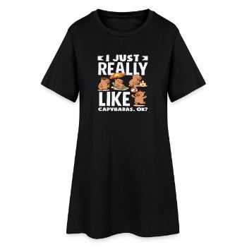 J’aime juste les capybaras, vraiment mignons, drôles - Robe T-shirt Femme - noir - Devant