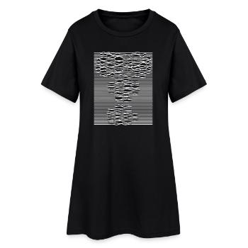 Illusion d’optique des rayures ondulées - Robe T-shirt Femme - noir - Devant