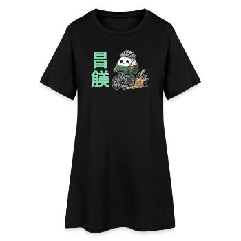 Kawaii Onigiri Cycliste Éclaboussure de Boue - Robe T-shirt Femme - noir - Devant