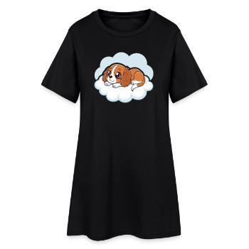 Chiot Cavalier King Charles rêveur sur un nuage - Robe T-shirt Femme - noir - Devant