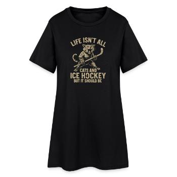 Idée cadeau pour fan de hockey sur glace Hockey Cat Humor - Robe T-shirt Femme - noir - Devant