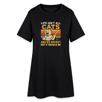 Idée cadeau pour fan de hockey sur glace Hockey Cat Humor - Robe T-shirt Femme - noir - Devant