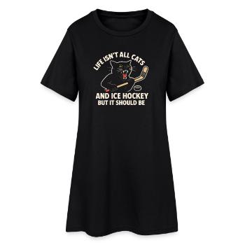 Idée cadeau pour fan de hockey sur glace Hockey Cat Humor - Robe T-shirt Femme - noir - Devant