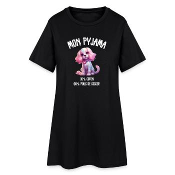 Pyjama Chien Cocker Drôle - Robe T-shirt Femme - noir - Devant