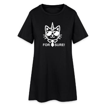 Chat-Unicorn auf jeden Fall - Frauen T-Shirt-Kleid - Schwarz - Vorne