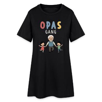 Opas Gang – Bester Opa mit Enkelkindern Design - Frauen T-Shirt-Kleid - Schwarz - Vorne