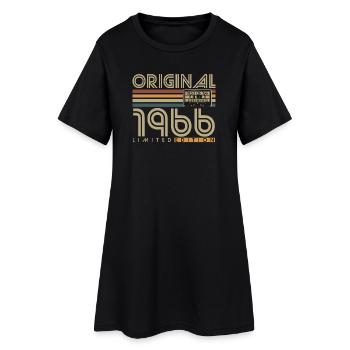 Cadeau d’anniversaire vintage original de 1966 - Robe T-shirt Femme - noir - Devant