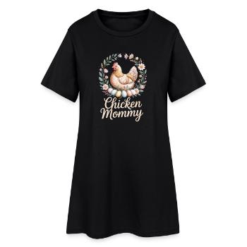 Chicken Mommy Hühner Mom Bäuerin Muttertag Huhn - Frauen T-Shirt-Kleid - Schwarz - Vorne