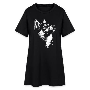 Alaskan Kai Klee Silhouette Hunde Hund Wilsigns - Frauen T-Shirt-Kleid - Schwarz - Vorne