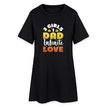 Père, père de trois filles et filles - Robe T-shirt Femme - noir - Devant