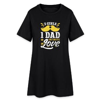 Père, père de trois filles et filles - Robe T-shirt Femme - noir - Devant