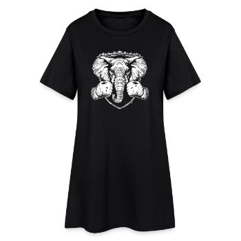 Elefant Boxen MMA - Frauen T-Shirt-Kleid - Schwarz - Vorne