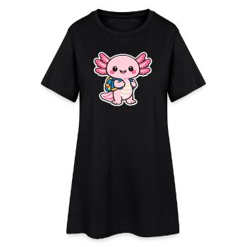 Axolotl câlin - Robe T-shirt Femme - noir - Devant