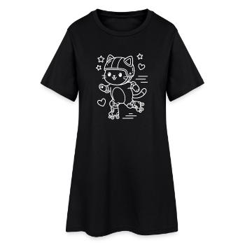 Chat Kawaii à roulettes - Robe T-shirt Femme - noir - Devant