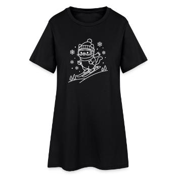 Skiing Kawaii Cat - Robe T-shirt Femme - noir - Devant