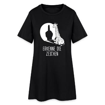 Recognize the Signs Giraffe Middle Finger Funny - Women’s T-Shirt Dress - black - Front