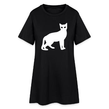Silhouette de chat blanc Cadeau Amoureux des chats - Robe T-shirt Femme - noir - Devant