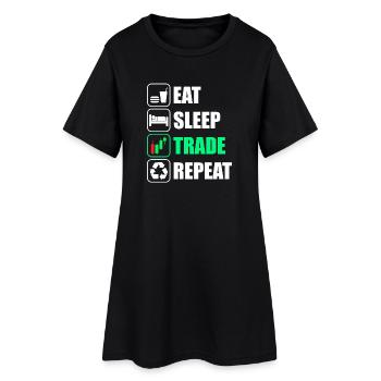 Manger le sommeil, trader boursier répété - Robe T-shirt Femme - noir - Devant