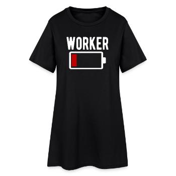 Ouvrier Ouvrier Batterie faible, drôle - Robe T-shirt Femme - noir - Devant